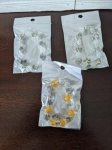 Tree of Life Charm-Stretch Bracelet-Lot 3-Crystal Bead/Yellow Bead- Silvertone - Picture 1 of 4
