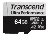 Transcend 340S 64 GB MicroSDXC Classe 10 UHS-I 160 MB/s 80 TS64GUSD340S - Immagine 1 di 1