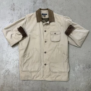 Vintage Banana Republic Barn Coat Medium Leather Collar Chore Work Safari Jacket - Picture 1 of 19