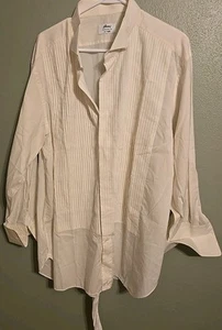 Brioni Men Off White Tuck Pleat Tuxedo Shirt Long Sleeve French Cuffs 47 18 1/2 - Picture 1 of 7