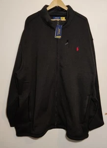 New Polo Ralph Lauren Mens Big Tall Fleece Jacket Size 6XB Black Full Zip NWT - Picture 1 of 4