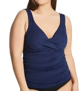 Anne Cole Plus Size 24W Navy Blue Twist-Front Underwire Tankini Top NWT - Picture 1 of 6