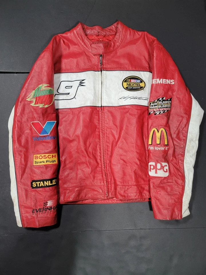 Chaqueta de cuero Kasey Kahne Wilson’s Dodge Nascar Chase Authentics #9 talla L Foto 1 de 4