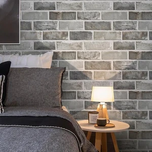 Grey Brick Wallpaper Peel and Stick Faux Brick Wall Paper 3D Removable Self A... - Picture 1 of 8