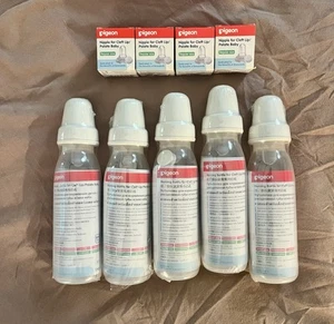 Lot Of 5 NEW PIGEON Nursing Bottles For Cleft Lip/Palate Babies & 4 NEW Nipples - Picture 1 of 10