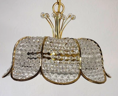 Seltene Hochwertige PALWA Messing Bleikristall Kronleuchter, Lüster 3 Flammig - Bild 1 von 4