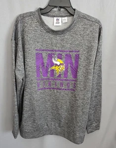 NFL Vikings Shirt Men’s Long Sleeve Black/Grey Heather Size L 100% Polyester - Picture 1 of 6