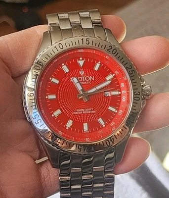 RELOJ CROTON AUTOMÁTICO 301148 ERAGANTO ESFERA FECHA ROJO Foto 1 de 4