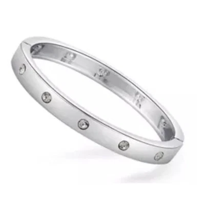 Brazalete Guess Silvertone con bisel conjunto de piedras Foto 1 de 4