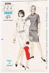 Vintage Sewing Pattern Ladies' Dress 1960s Vogue 6546 32" Bust - Picture 1 of 4