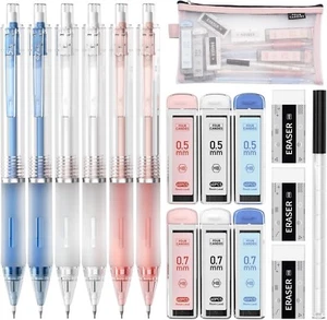 Mechanical Pencil Set with Case, 6PCS Aesthetic Mechanical Pencils 0.5 & 0.7m... - Picture 1 of 8