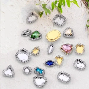 20 piezas Joyas de estrás con base de cristal cosida con borde de cristal - Imagen 1 de 45