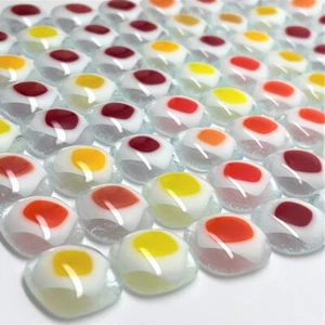 FUSED Stained Glass Tiles, Med, 12pcs, ROY, White/Clear - Picture 1 of 1