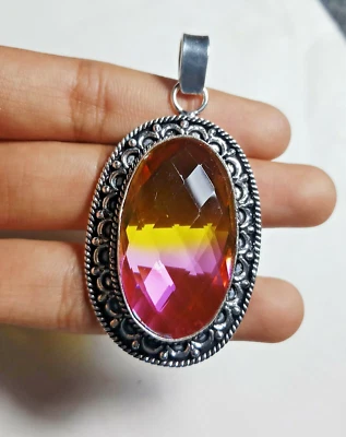 Colgante Joyería Hidroametrino Forma Ovalada Piedras Preciosas Hecho a Mano Tamaño 2 Pulgadas Foto 1 de 4