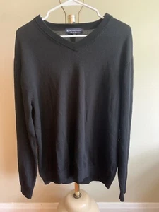 Hart Schaffner Marx Men’s Large Black Sweater Merino Wool Pullover V-neck - Picture 1 of 6
