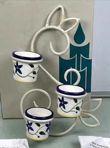 PartyLite P7768 Applique Estivo Vite Fiore Blu 3 Portacandele Votivo Nuovo - Foto 1 di 9