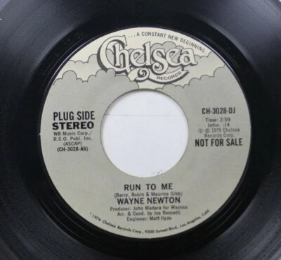Pop Promo 45 Wayne Newton - Run To Me / On Chelsea Records - Image 1 of 2