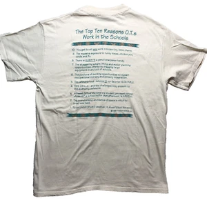 VINTAGE 90s Psychology Shirt Mens Large Beige Single Stitch College University - Picture 1 of 9