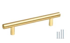 Totalmente Nuevo 4 Pulgadas Agujero Acero Sólido Cepillado Oro Gabinete Tirador Manija - Imagen 1 de 7