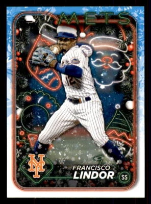 2024 Topps Holiday Image Variation #H36 Francisco Lindor New York Mets - Image 1 of 2