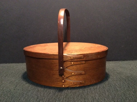 Antique Shaker Moire Lined Handled Sewing Basket (As Is) Cover