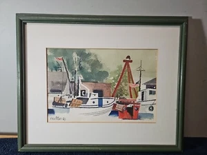 Lake Macatawa Aquarell Gemälde Jesiek Brothers Werft. Mel Miller Künstler - Bild 1 von 6