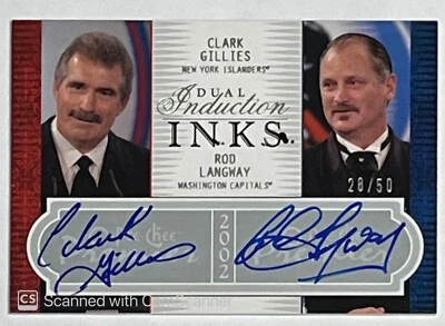 2008-09 O-Pee-Chee Premier Induction Inks Clark Gillies & Rod Langway Auto /50 - Image 1 of 2