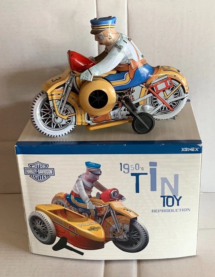 Xonex. Harley-Davidson оловянная игрушка 1950-е мотоцикл и коляска ограниченное издание. 1:18? - Изображение 1 из 4