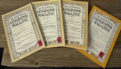 VTG Lot Of 4 The National Geographic Magazines 1920-1930’s B&W & Colored Photos - Image 1 of 4