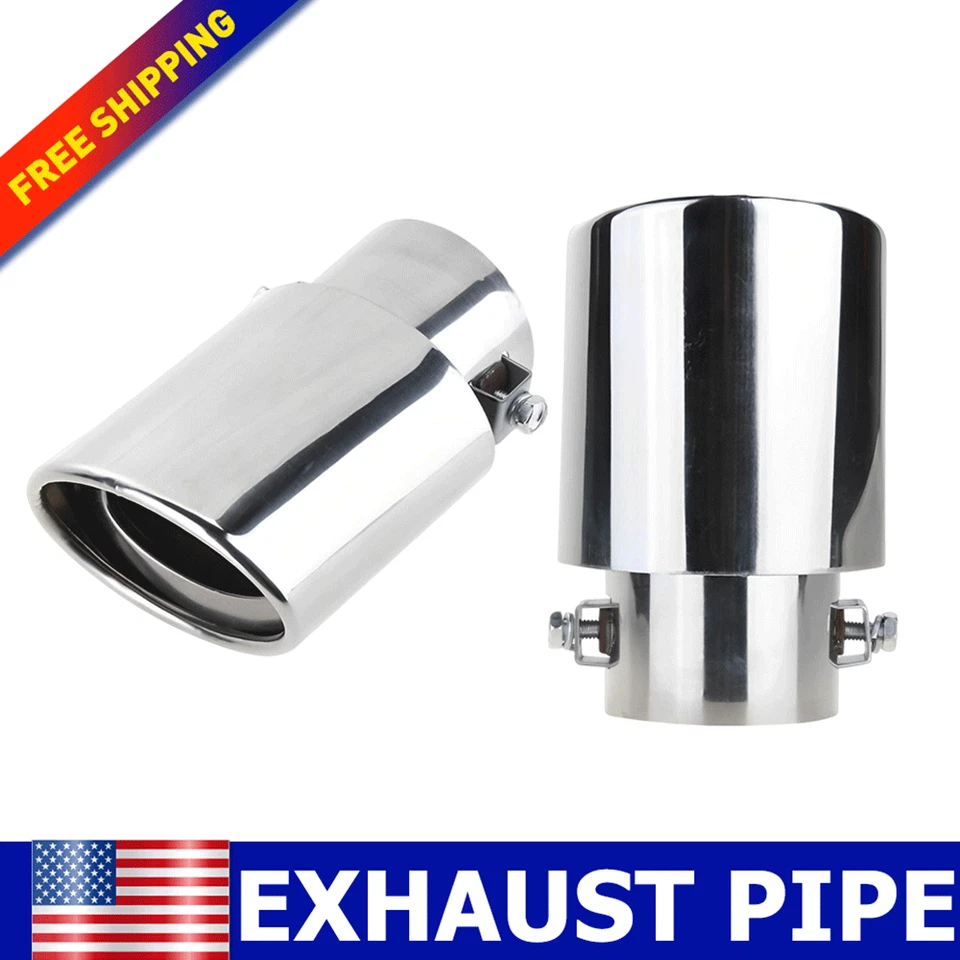 Punta de escape de coche de acero inoxidable 2,5" cromo silenciador tubo trasero universal ajuste Foto 1 de 4
