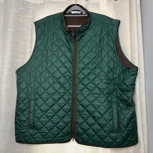 EUC Peter Millar Essex Vest Quilted Full Zip Green Brown Windproof Men's Size 4X - Picture 1 of 13