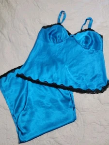 Women's, Lane Bryant, Cacique, Size 18/20 Turquoise Satin Pajama Set - EUC!! - Picture 1 of 9