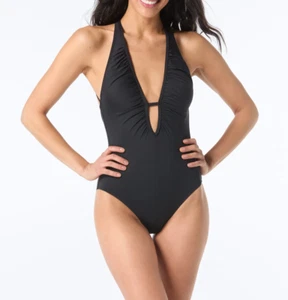 Vince Camuto Damen Gr. 14 Ausschnitt Cut-Out Badeanzug Schwarz Einteiler Schlankmacher - Bild 1 von 13