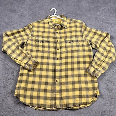 Camisa Michael Ryan Para Hombres Grande A Cuadros Mezcla Seda Yugo Amarillo Botón Western Rodeo Foto 1 de 4