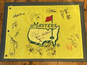 TIGER WOODS 1997 MASTERS FLAG (Winner) PGA Golf Pin Signed Auto Couples, Player