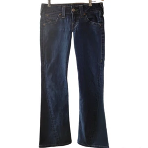 True Religion Size 27 Joey Big T Low Rise Designer Boot Flare Jeans USA Made - Picture 1 of 10