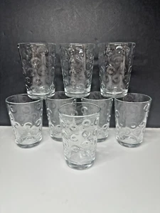 Pasabahce Juice Glass Turkish Dot Optic Vintage Circle Old Fashioned 6oz Lot 8 - Picture 1 of 9