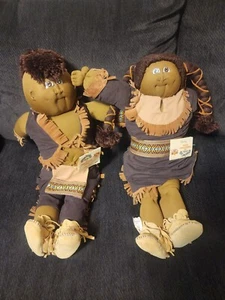 Xavier Roberts 1983 American Indian set Cabbage Patch Soft Sculpture - Picture 1 of 4