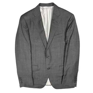 Samuelsohn Blazer 130's Wool Windowpane Grey Full Canvas Sport Coat 40R - Picture 1 of 9