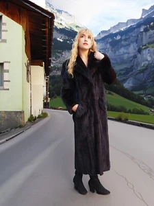 Dark Ranch Black Mink Fur Coat Jacket M No Monogram Unique Design - Picture 1 of 24
