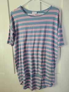 Lularoe Blue Pink Striped T-Shirt Top XXS - Picture 1 of 3