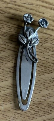 Segnalibro Fiori In Argento 800, Vintage Con Punzone AR - Immagine 1 di 2