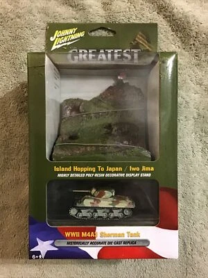 2019 Johnny Lightning WWII M4A3 SHERMAN TANK / IWO JIMA  DISPLAY Diecast 1/64 - Image 1 of 4