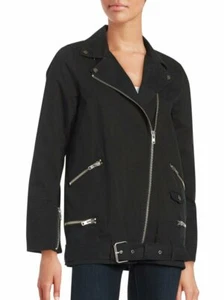 Chaqueta de motociclista de algodón parka melocotón The Kooples en negro talla XS - Imagen 1 de 5