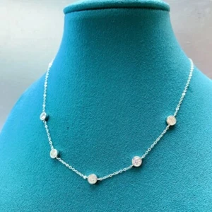 2.5CT D VVS1 Moissanite Bubble Pendant Women Necklace 925 Sterling Silver Choker - Picture 1 of 12