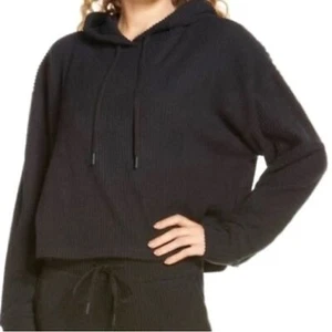 Zella Nordstrom NWT Sloane Cozy Ribbed Black Hoodie Cropped Sweatshirt Size 2X - Picture 1 of 10
