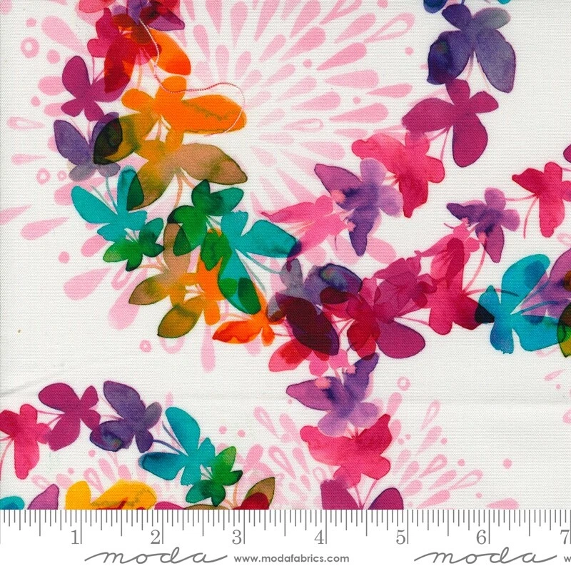 Playgrounds  Butterflies Paper White Amarilys Henderson for Moda 1/2 YD 2264 12 - Image 1 of 1