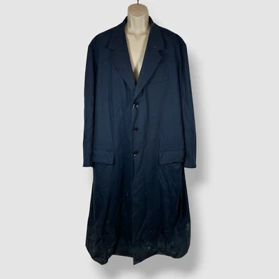 Abrigo Abrigo Yohji Yamamoto Para Hombre Azul Seda Muesca Solapa Botón-Frente Talla 4 Foto 1 de 4