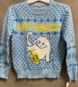 🧷 MAD ENGINE KIDS “HAPPY HANUCKAT” sweatshirt, blue SMALL (6/6X) - Picture 1 of 4