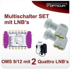 Opticum Multischalter OMS 9/12p mit 2 St. Quattro LNB´s